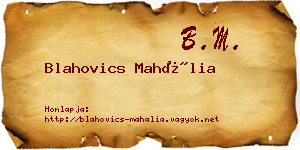 Blahovics Mahália névjegykártya